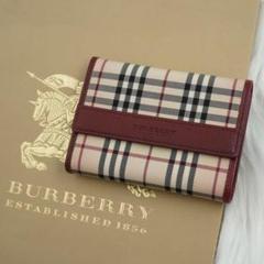 未使用級 BURBERRY LONDON 折り財布 ノバチェック レッド - メルカリ