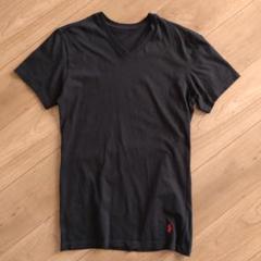 POLO RALPH LAUREN 半袖TEE/Vネック/黒/古着/M