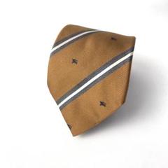 1108 Burberryバーバリー　ストライプ　総柄　シルク　ネクタイ　茶