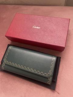 【極美品】即日発送 Cartier ガーランド 緑 レザー 長財布 箱付き