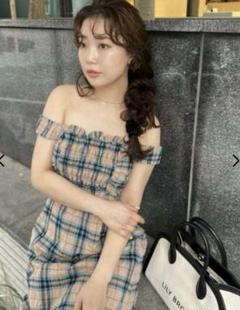 2025年夏 LILY BROWN チェック柄キャミワンピース ベージュ 2025年夏 LILY BROWN チェック柄キャミワンピース ベージュ