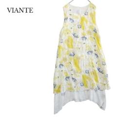 【VIANTE／ビアンテ】ノースリーブワンピース　重ね着風　花柄　総柄