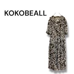 【KOKOBEALL】 シアー　フレア　ワンピース　総柄　可愛い　L