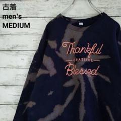 US古着 リメイク スウェットシャツ ブリーチ タイダイ 奇抜 ネイビー M