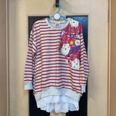 花柄プリントのストライプ長袖トップス SCOLAR 130cm
