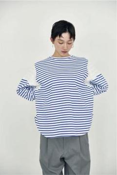 meer.／SHOULDER SHIRRING TOP /BORDER