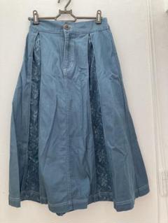 【美品】axesfemmeデニムレース刺繍切替スカートブルー