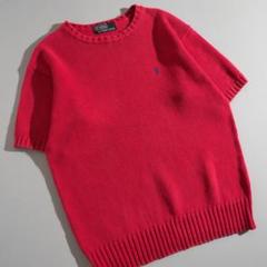 ラルフローレン 正規品 サマーニット 半袖 レッド ポニー刺繡 美