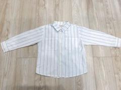 ZARA 長袖シャツ 110 ホワイト/ブルーストライプ