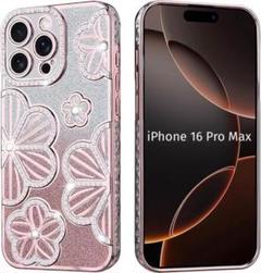 新品未使用✨華やか❤️iPhone16ProMaxソフトカバーピンク 花キラキラ