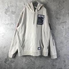Z2733古着 パーカー グレージュ バックプリント 90s Y2K