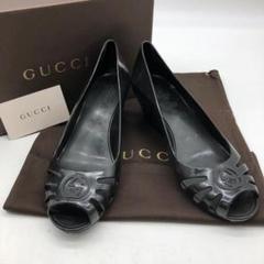 最高級 美品 GUCCI グッチ シューズ パンプス マイクロ GG 黒 靴