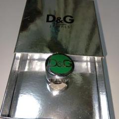 D&G美品 シルバーリング 緑ロゴ14号