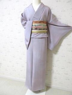 色無地 紋無し 縮緬 共八掛 広衿 袷 着物T-2467 色無地 紋無し 縮緬 共八掛 広衿 袷 着物T-2467
