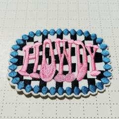 HOWDY 刺繍ワッペン 楕円形 カラフル　カウガール　アイロン接着　アップリケ