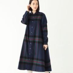 【美品】BEAMS BOY ウール混 長袖ワンピース M ネイビー 膝丈 フレア 美品】BEAMS BOY ウール混 長袖ワンピース M ネイビー 膝丈