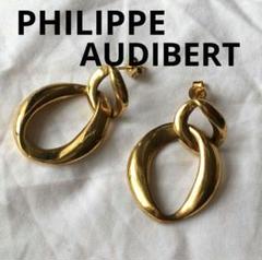 新品未使用【フィリップオーディベール】ダブルオーバルピアス 両耳用 PHILIPPE AUDIBERT フィリップオーディベール Double oval