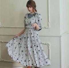 Herlipto オータムフローラルレース トリミングドレス