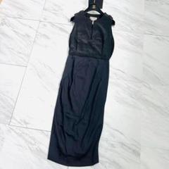 高級 LLサイズ Max Mara ロングタイトドレス ストーン バイカラー