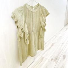 【美品】SLOBE IENA ラミーフリルピンタックブラウス カーキ グリーン