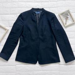 HERDMAN LINEN ノーカラージャケット ネイビー Mサイズ