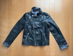 【ディズニー】 レザージャケット 革ジャン 黒 ライダース ミッキー ワッペン 希少☆限定生産】ディズニー ミッキー レザージャケット 革ジャン