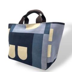 美品 BALLY ハンドバッグ キャンバス マルチカラー ブルー ロゴ 腕掛け
