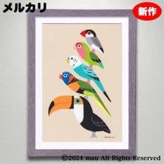 文鳥のラブレター　油絵　原画　ミニ絵画　オリジナル 文鳥のラブレター油絵原画ミニ絵画オリジナル