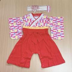 ベビー袴 女の子浴衣 ロンパース 綿100% フォーマル着物 2点セット