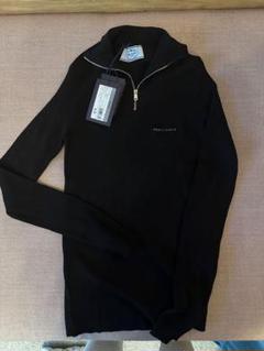 PRADA 青山購入プラダロゴ入ジップアップセーターネイビー