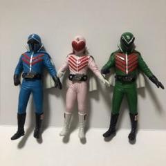 秘密戦隊ゴレンジャー　ソフビ　5体　2004 当時物)秘密戦隊ゴレンジャー3体セット赤 黄 緑 ソフビ - メルカリ