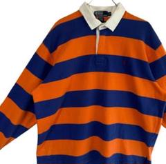 polo ralph lauren ラガーシャツ　オレンジ　青　90s 古着 polo ralph lauren ラガーシャツ オレンジ 青 90s 古着 - メルカリ