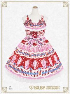 Sweetheart Parfaiteria柄スカラップジャンパースカートピンク Sweetheart Parfaiteria Scallop JSK by Baby, the Stars Shine