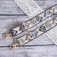 ショルダーストラップ*3.2cm幅*猫インド刺繍