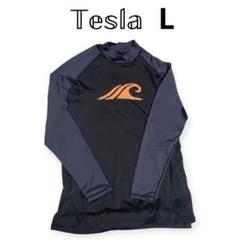 tesla ラッシュガード 黒 オレンジ 波のロゴ Mのサムネイル