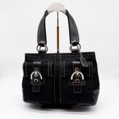 美品 COACH ハンドバッグ ミニシグネチャー ソーホー 7076 COACH コーチ ソーホー サッチェル ベージュ ミニボストン