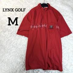 LYNXGOLF ポロシャツ 半袖 ゴルフウェア メンズ レッド M トップス
