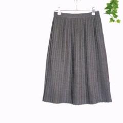 清楚系　ウールプリーツスカート　毛100%　日本製　 膝丈　グレー系　S　上品