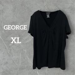 ✨️匿名配送✨GEORGE 【XL】ストレッチ Vネック黒トップス