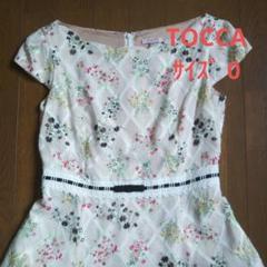 TOCCAワンピース 花柄総刺繍 総柄 膝丈 リボン イエロー×ピンク サイズ ...