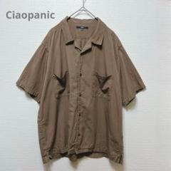 【チャオパニック】半袖シャツ　メンズ　ブラウン　カジュアル　シンプル　M