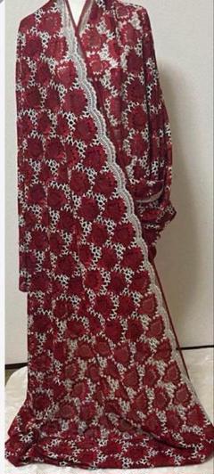 希少服地レース　 赤い花柄刺繍レース生地 1m¥25,000×4.5m ②