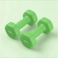 MOJEER ダンベル ダイエット 鉄アレイ 2kg×2個　黄緑