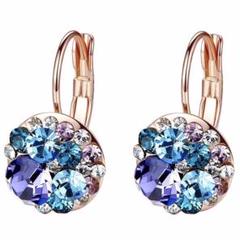 レバーバックピアス 華奢 SWAROVSKI (ピンクゴールド/パープル)