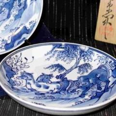 1514 源右衛門　染付割地文　大皿　36cm 未使用 1514 源右衛門 染付割地文 大皿 36cm 未使用