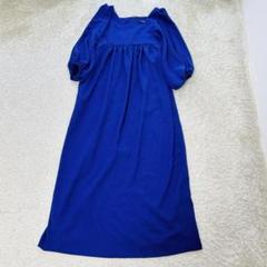 ヴェルメイユパーイエナ★美品★ジョーゼットスクエアネックワンピース★ブルー