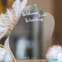 結婚式ウェルカムスペース　ウェルカムボード　　ウェーブ　ミラー　卓上　インテリア