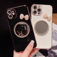 iphone13pro ケース　黒　かわいい鏡ケース iphoneケース