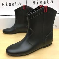 新品 Mサイズ 23.0-23.5cm 完全防水 ショートレインブーツ 黒 婦人