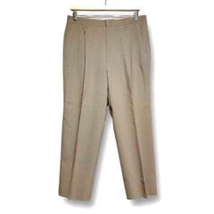 美品◎スラックス センタープレスパンツ 毛100％ 砂色 軽量 大きい ワイド